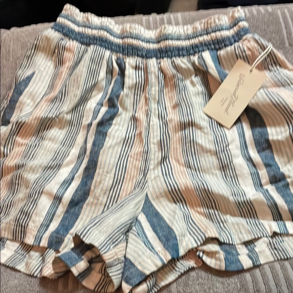 Universal Thread High Waist Blue and White Striped Shorts